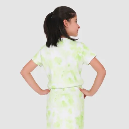 T-shirt crop fille manches courtes bas élastique Tie Dye - KONTAKT