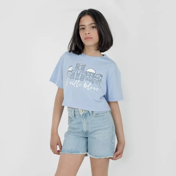 T-shirt crop fille manches courtes LA VILLA BLEUE - KONTAKT