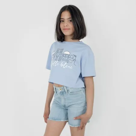 T-shirt crop fille manches courtes LA VILLA BLEUE - KONTAKT