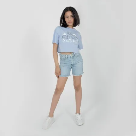 T-shirt crop fille manches courtes LA VILLA BLEUE - KONTAKT