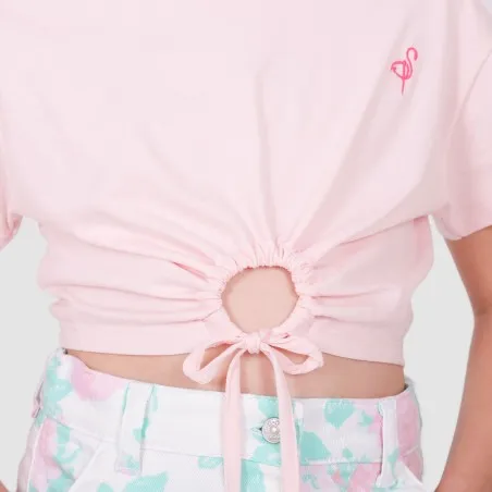 T-shirt crop fille manches courtes noué BALLERINE - KONTAKT