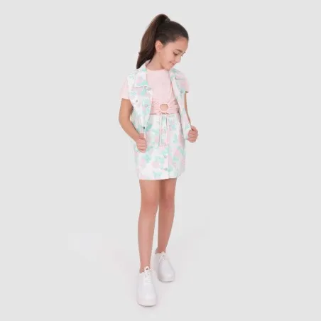 T-shirt crop fille manches courtes noué BALLERINE - KONTAKT