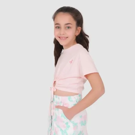 T-shirt crop fille manches courtes noué BALLERINE - KONTAKT