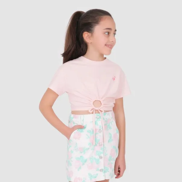 T-shirt crop fille manches courtes noué BALLERINE - KONTAKT