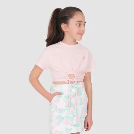 T-shirt crop fille manches courtes noué BALLERINE - KONTAKT