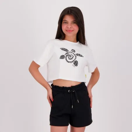 T-shirt crop fille manches courtes TORTUE - KONTAKT
