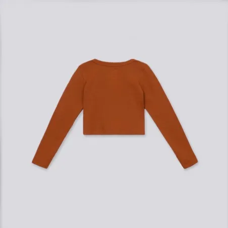 T-shirt crop fille manches longues avec broderie - KONTAKT
