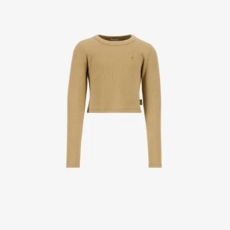 T-shirt crop fille manches longues avec broderie - KONTAKT