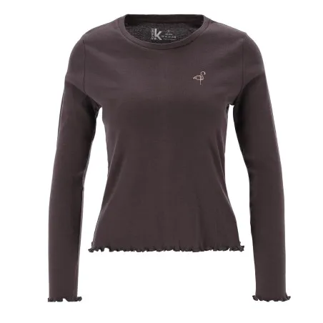 T-shirt femme côtelé manches longues avec broderie - KONTAKT