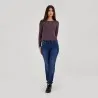 T-shirt femme côtelé manches longues avec broderie - KONTAKT