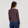 T-shirt femme côtelé manches longues avec broderie - KONTAKT