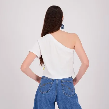 T-shirt femme manche dénudé avec broderie - KONTAKT
