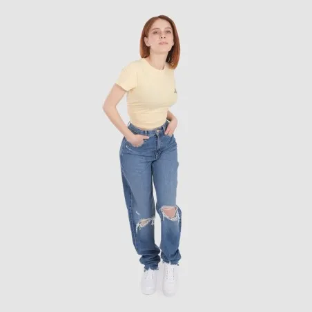 T-shirt femme avec cordon de serrage dos et broderie - KONTAKT
