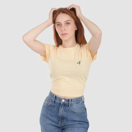T-shirt femme avec cordon de serrage dos et broderie - KONTAKT