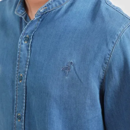 Chemise col tunisien homme en jeans - TAMIM - KONTAKT