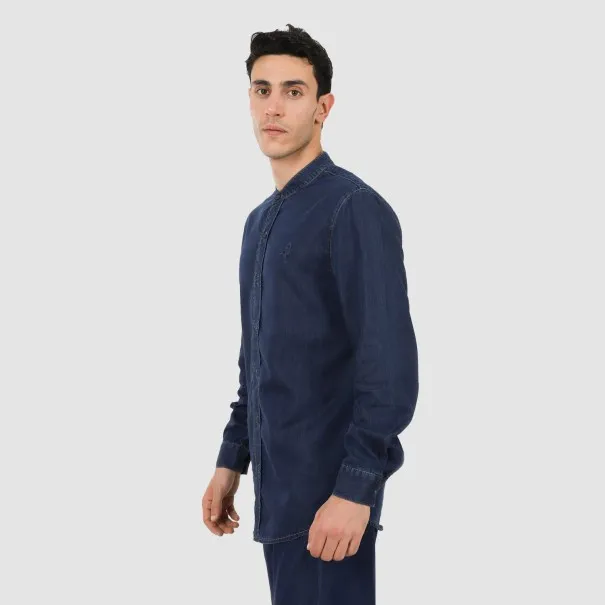 Chemise col tunisien homme en jeans - TAMIM - KONTAKT