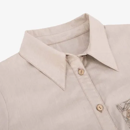 Chemise femme avec poche plaquée en chaine & trame - KONTAKT