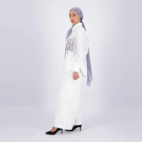 Chemise femme avec poche plaquée en chaine & trame - KONTAKT