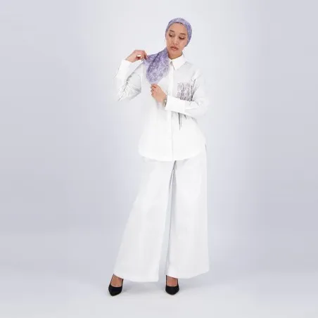 Chemise femme avec poche plaquée en chaine & trame - KONTAKT