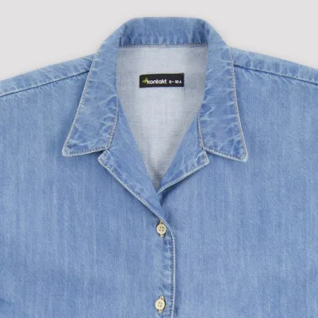 Chemise fille sans manches avec nœud en jeans - KONTAKT