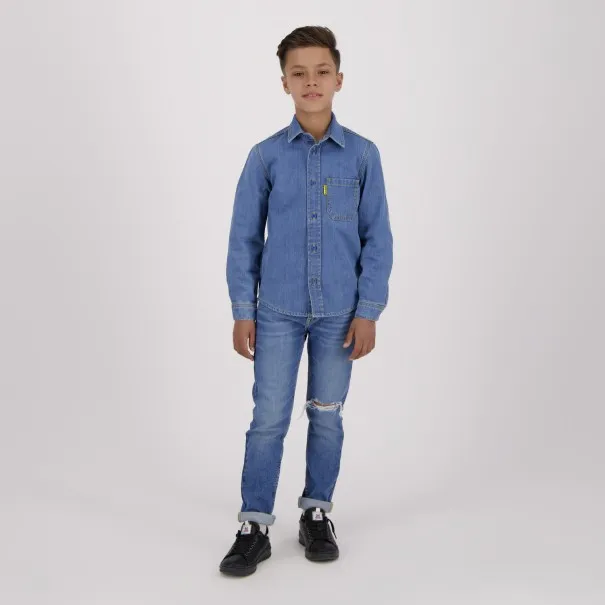 Chemise garçon avec poche poitrine en jeans - KONTAKT