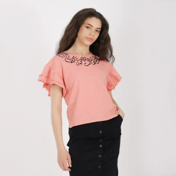 T-shirt femme manches courtes avec volant - KONTAKT