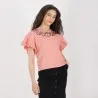 T-shirt femme manches courtes avec volant - KONTAKT