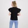 T-shirt femme manches courtes avec volant et broderie - KONTAKT