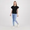 T-shirt femme manches courtes avec volant et broderie - KONTAKT