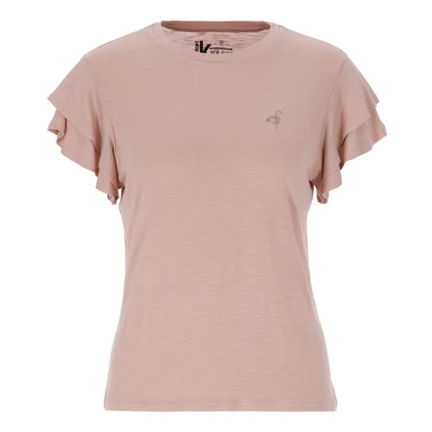 T-shirt femme manches courtes avec volant et broderie - KONTAKT