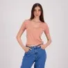 T-shirt femme manches courtes col tunisien - KONTAKT