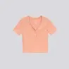 T-shirt femme manches courtes col tunisien - KONTAKT