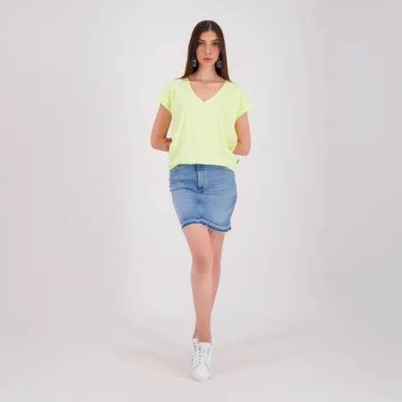 T-shirt femme manches courtes col V - KONTAKT