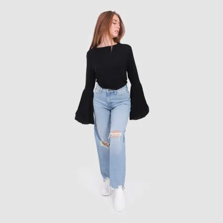 T-shirt femme manches larges avec broderie - KONTAKT