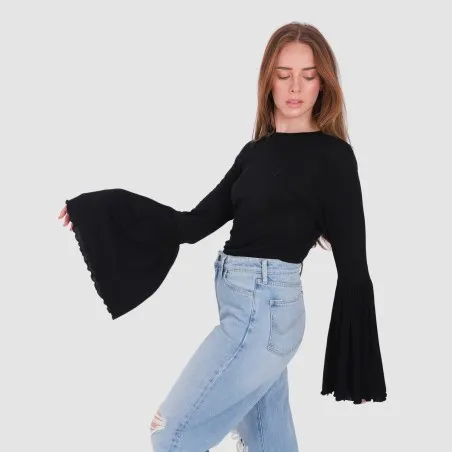 T-shirt femme manches larges avec broderie - KONTAKT
