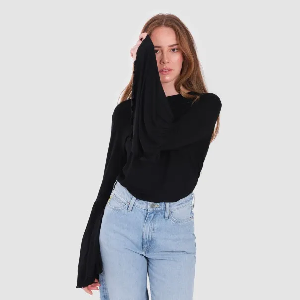 T-shirt femme manches larges avec broderie - KONTAKT