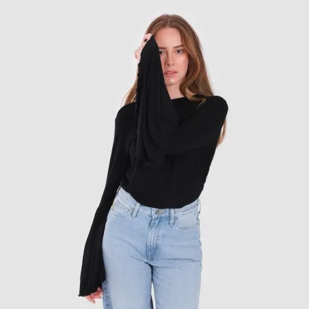 T-shirt femme manches larges avec broderie - KONTAKT