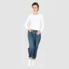 T-shirt femme manches longues avec col claudine - KONTAKT