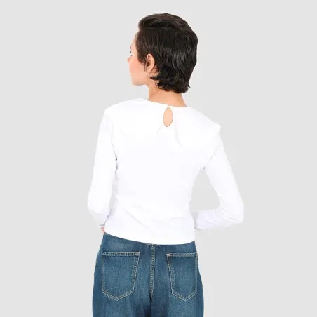 T-shirt femme manches longues avec col claudine - KONTAKT