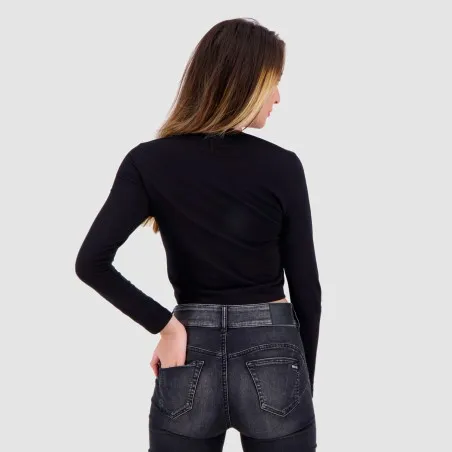 T-shirt femme manches longues avec cordon de serrage - KONTAKT