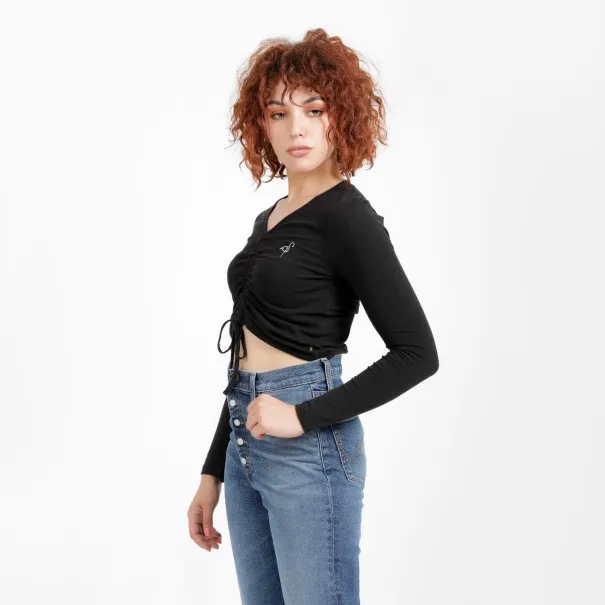T-shirt femme manches longues avec cordon de serrage - KONTAKT