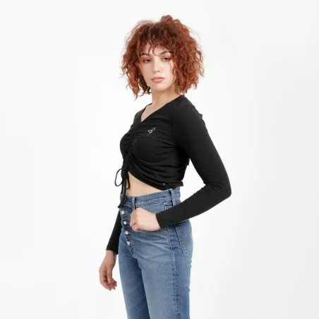 T-shirt femme manches longues avec cordon de serrage - KONTAKT