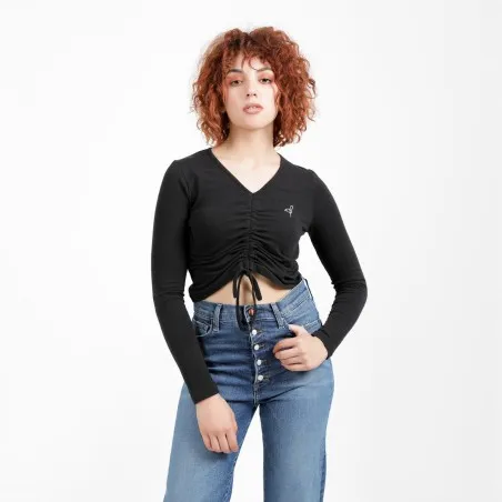 T-shirt femme manches longues avec cordon de serrage - KONTAKT