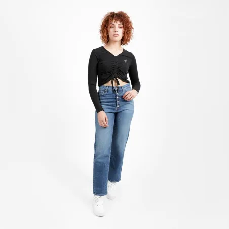 T-shirt femme manches longues avec cordon de serrage - KONTAKT