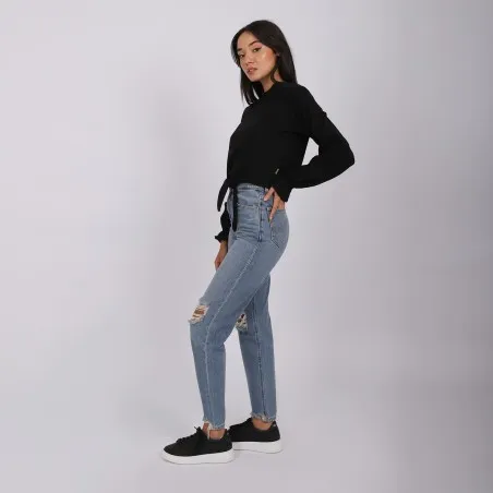 T-shirt femme manches longues avec nœud - KONTAKT