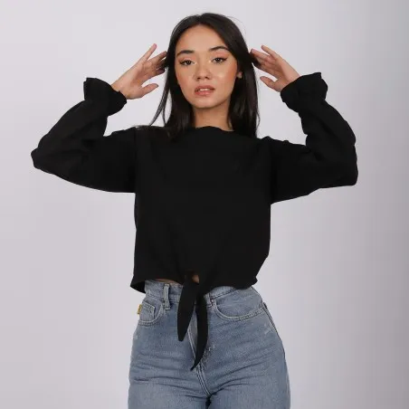 T-shirt femme manches longues avec nœud - KONTAKT