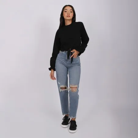 T-shirt femme manches longues avec nœud - KONTAKT
