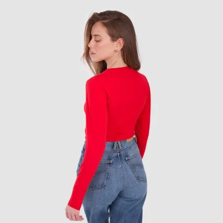 T-shirt femme nouée manches longues avec broderie - KONTAKT