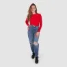 T-shirt femme nouée manches longues avec broderie - KONTAKT