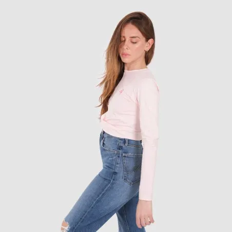 T-shirt femme nouée manches longues avec broderie - KONTAKT